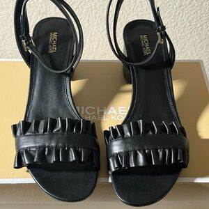 Michael Kors Black Elegant Ruffle Sandals